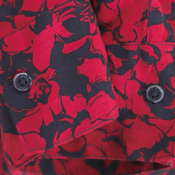 ZADIG & VOLTAIRE Tink Bico Red Floral Blouse Top Viscose Split Neck Size XS - Picture 6 of 8